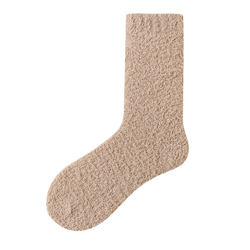 Coral Velvet Solid Color Schoolgirl Socks