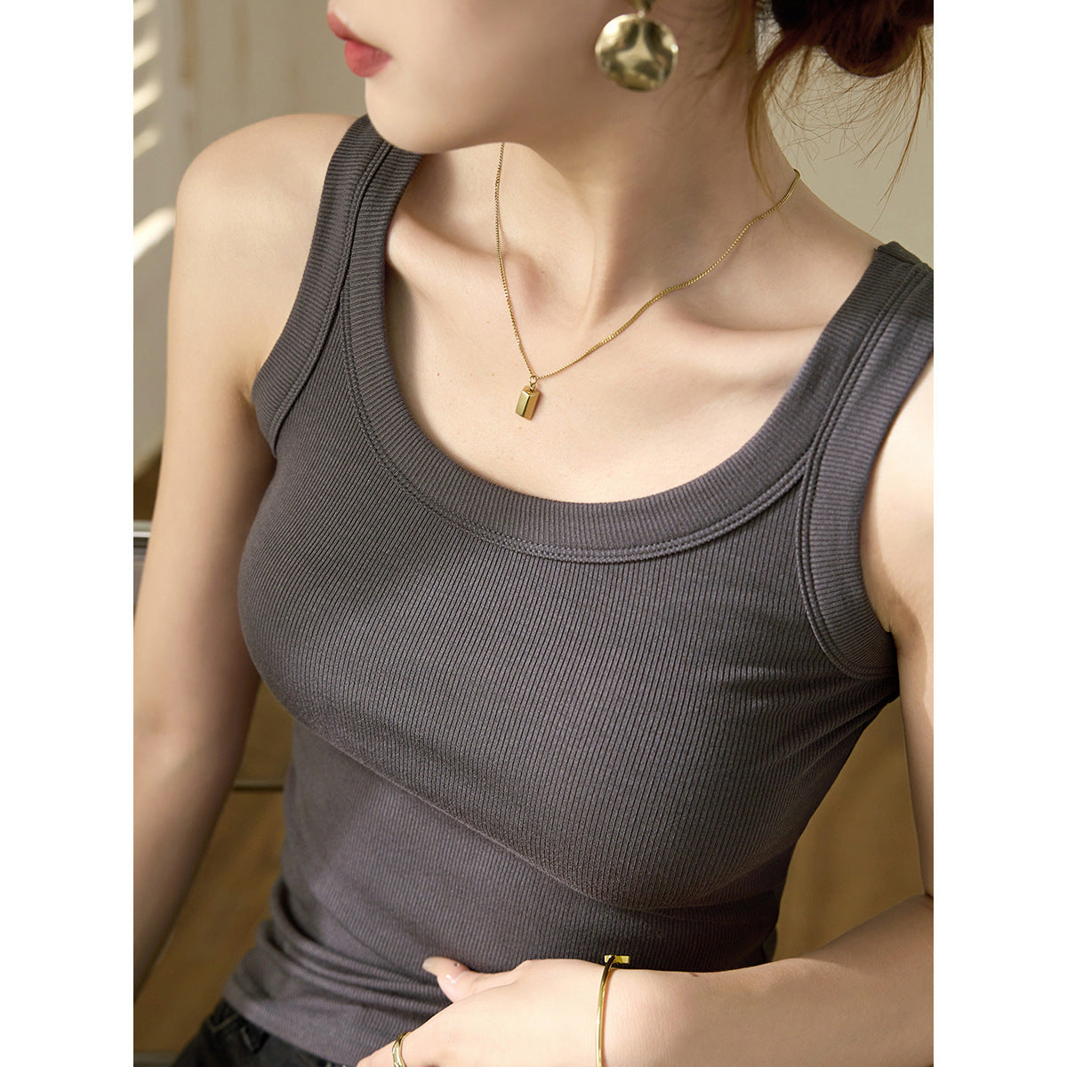 High Elastic Fine Thread Cotton Cover Supernumerary Breast Anti-exposure Underwear Spaghetti-strap Slip