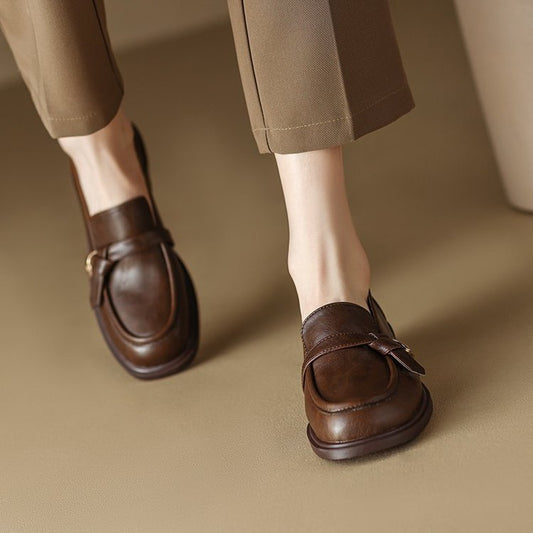 Autumn And Winter Round Toe Low Heel Slip-on Casual Women's Shoes
