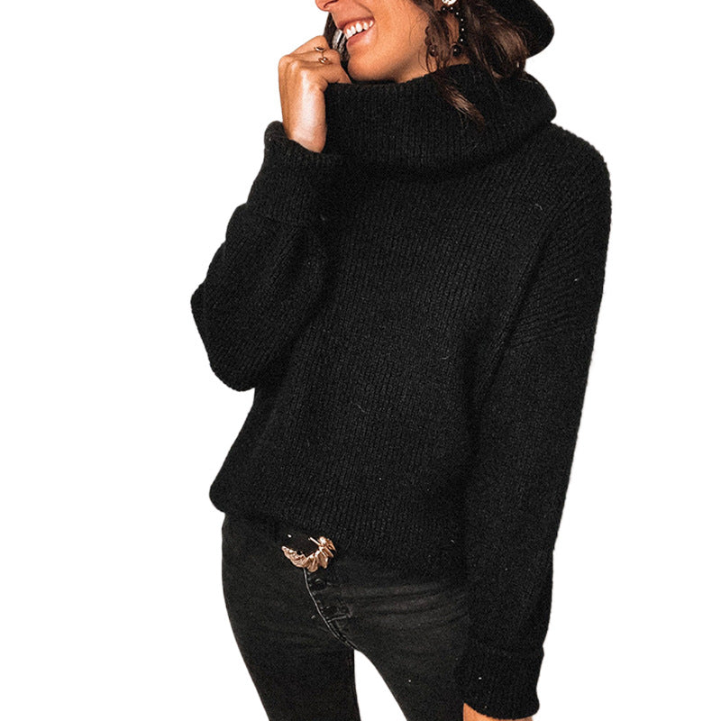 European And American Solid Color Turtleneck Long Sleeve Sweater