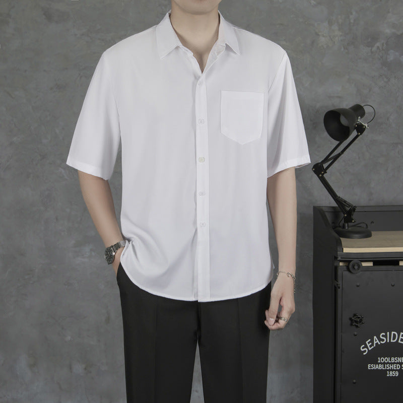Summer Drape Men's Short-sleeve Thin Breathable Casual Shirt