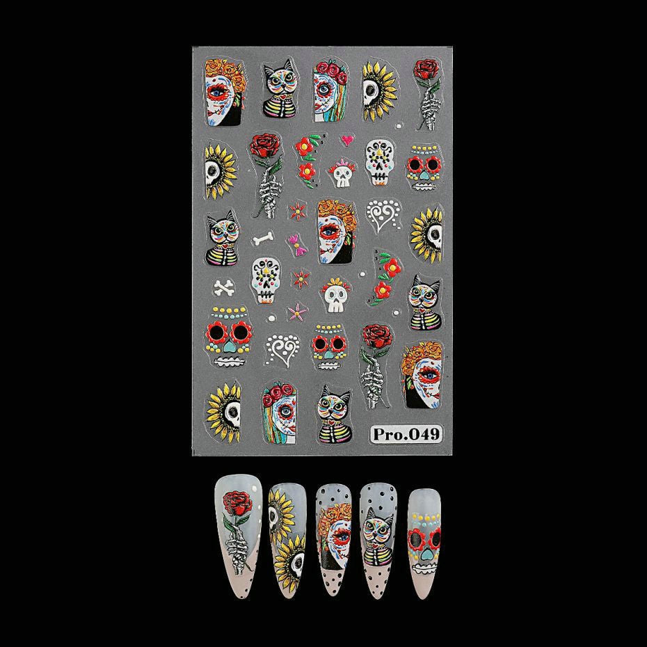 Wansheng Cartoon Cute Ghost Skull Spider Web Nail Back Glue