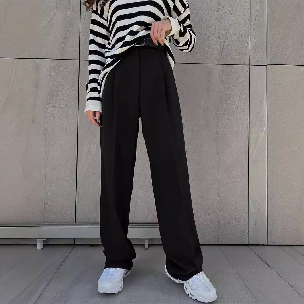Temperament Commute Loose Straight Trousers