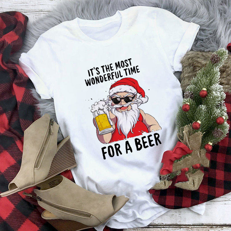 Christmas T-shirt Women's Summer Plus Size With Short Sleeves
