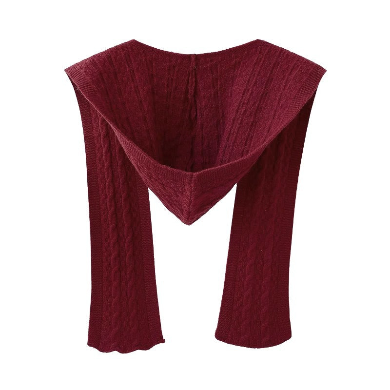 Spring And Autumn Internet Celebrity Shawl Hat Scarf Integrated Hooded Knitted