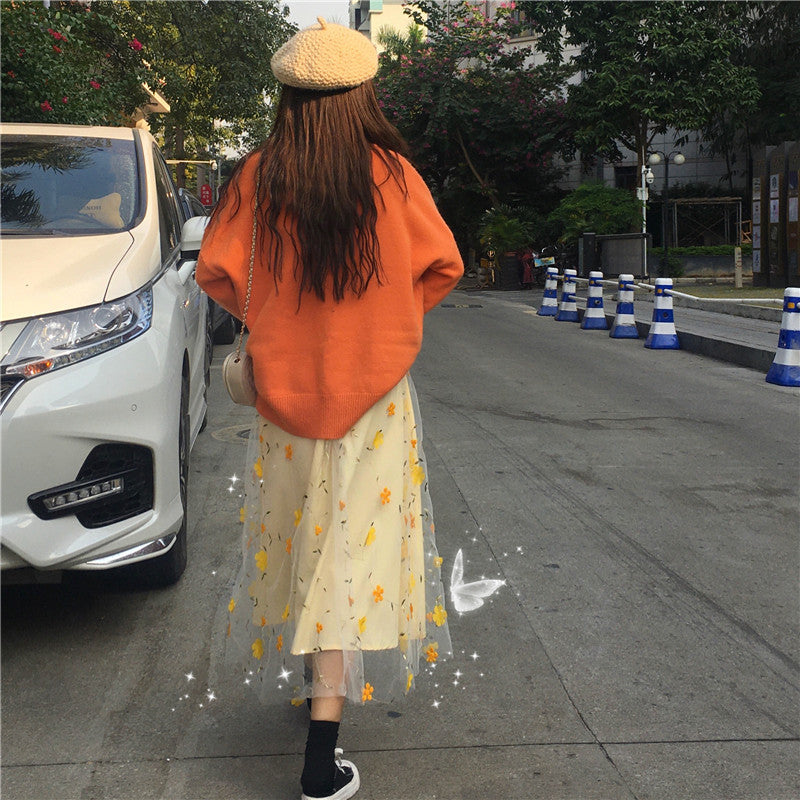 Spring And Autumn Dress Mesh Fairy Dress Design Niche Temperament Skirt