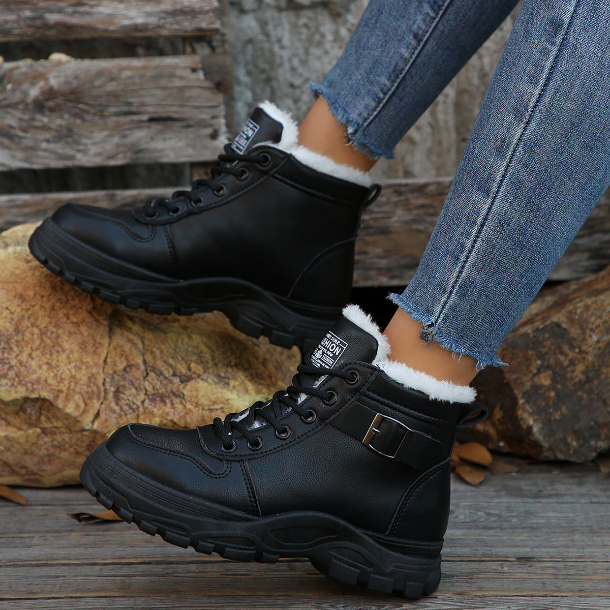 Women's Casual Mid-calf Fleece-lined, Thickened, Insulated Cotton Boots