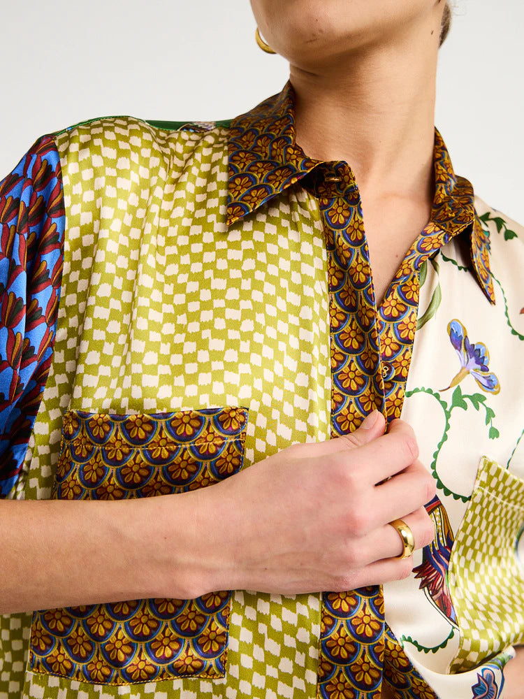 Fashion Personalized Printed Short Sleeve Color Matching Vacation Leisure Suit