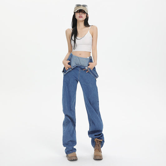 High Street Denim Suspender Pants Women's Summer