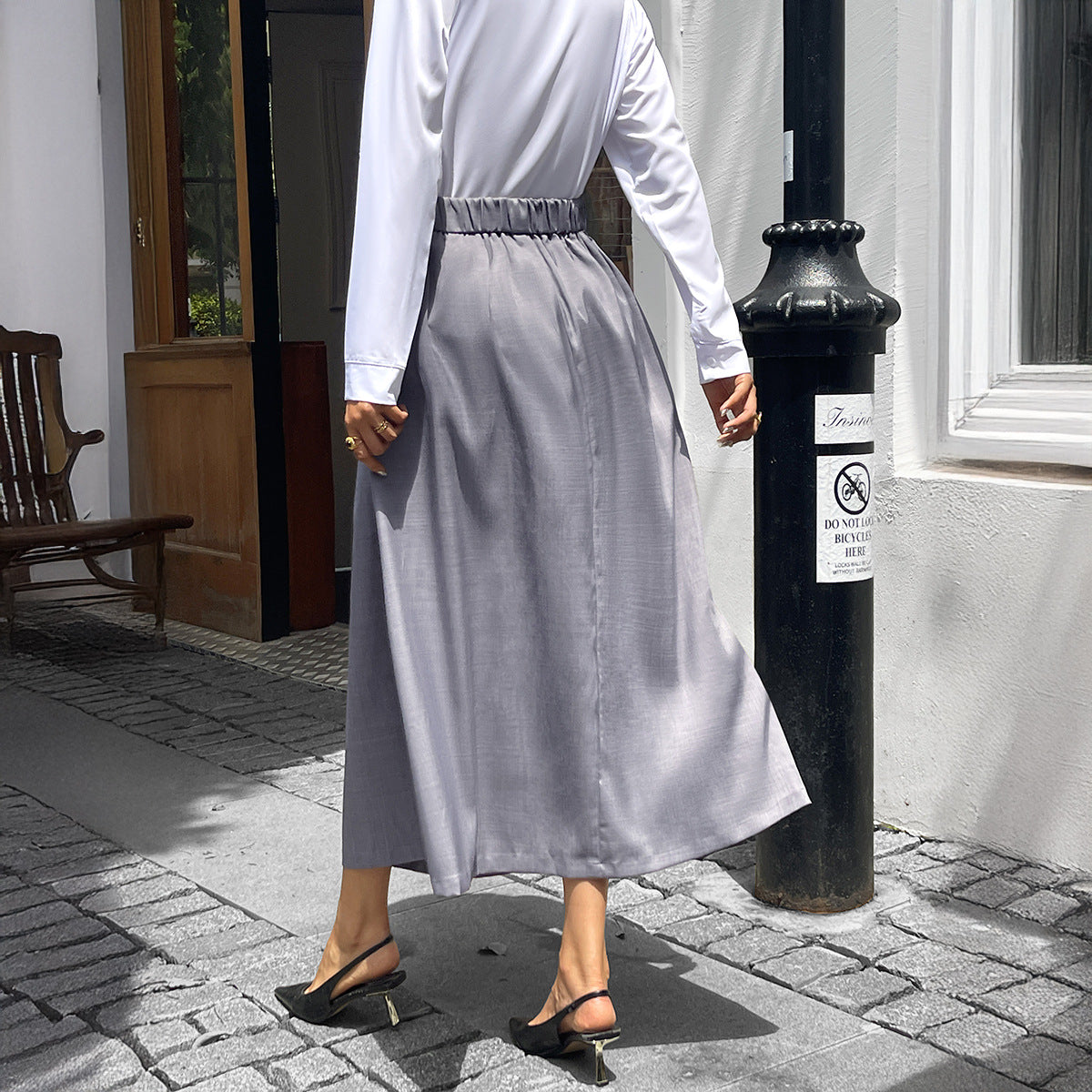 Stylish Solid-Color Commuter Long Skirt For Women