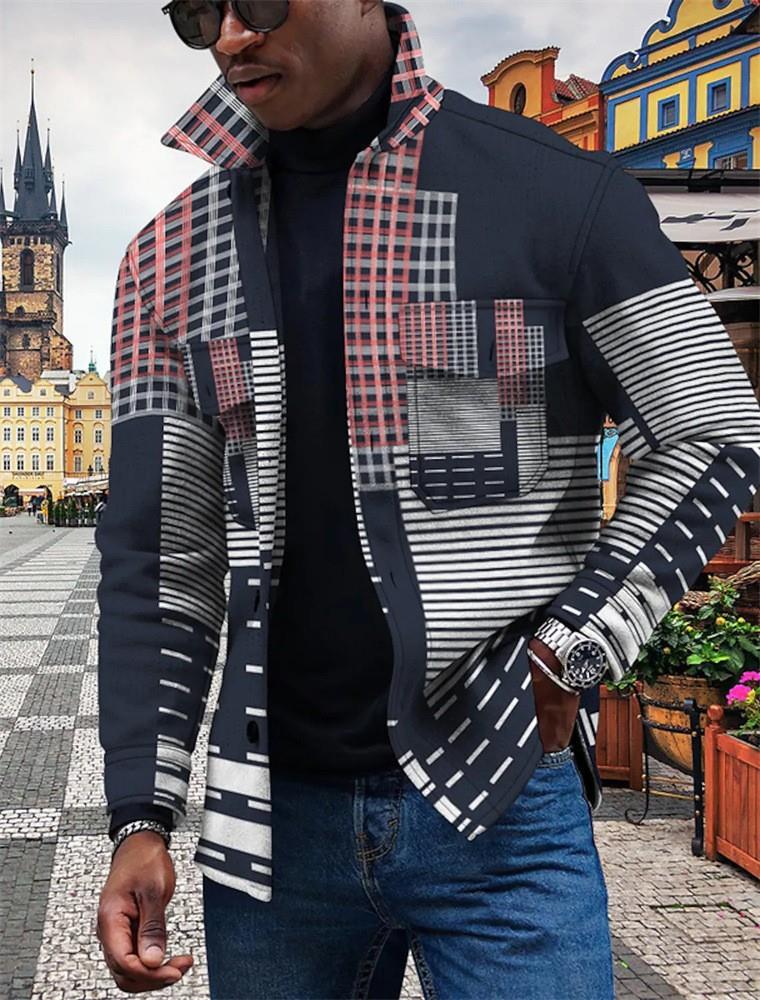Fashion Men's Lapel 3D Printed Jacket
