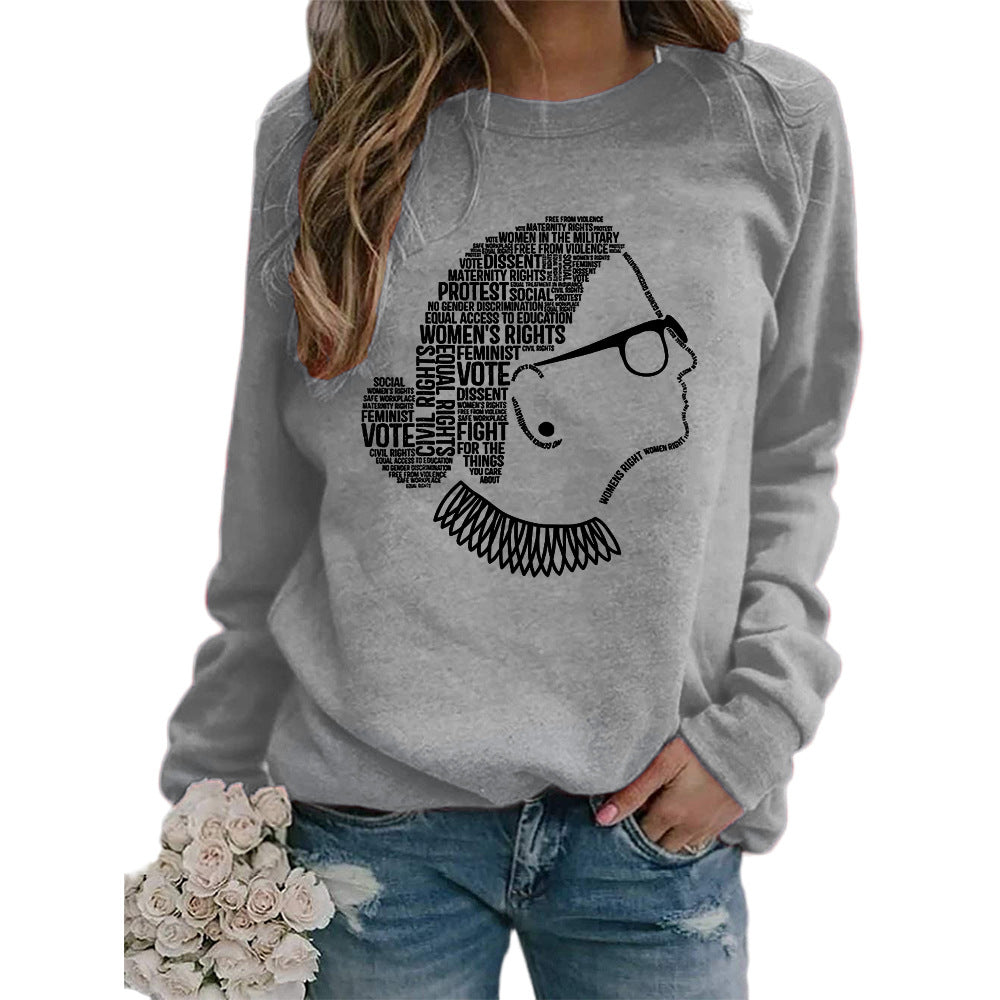 Justice Monogram Print Crew Neck Long Sleeve Sweatshirt