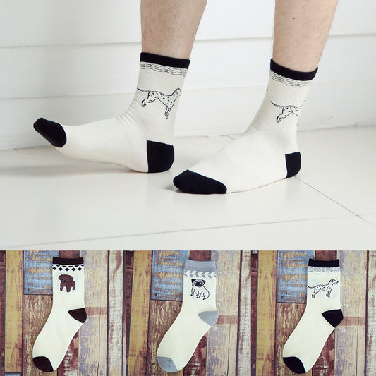 Tube Socks Pet Dog Gathering Men's Socks Autumn And Winter Cartoon 100 Cotton Socks