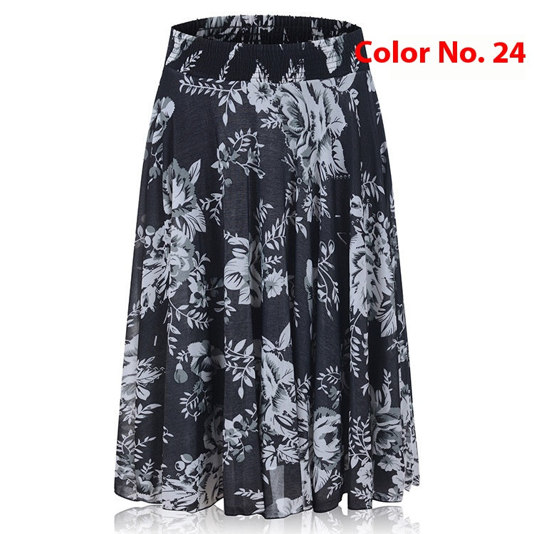 Mom Ice Silk Sundress Women's Skirt Middle-aged Skirt