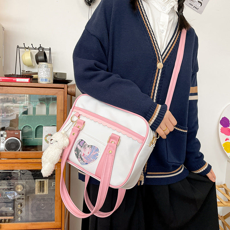 Japanese Animation Surrounding Cute Soft Sister Jk Uniform Portable Messenger Bag Funny Personality Transparent Card Student Bag