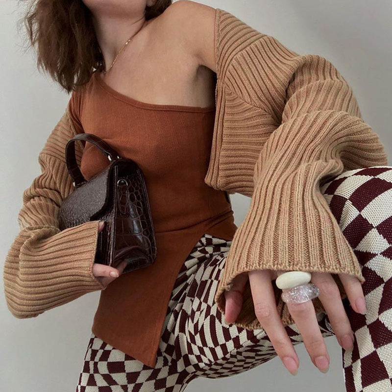 European And American Long-sleeved Cardigan Knitted Sweater Women Summer Sun Protection Design Sense