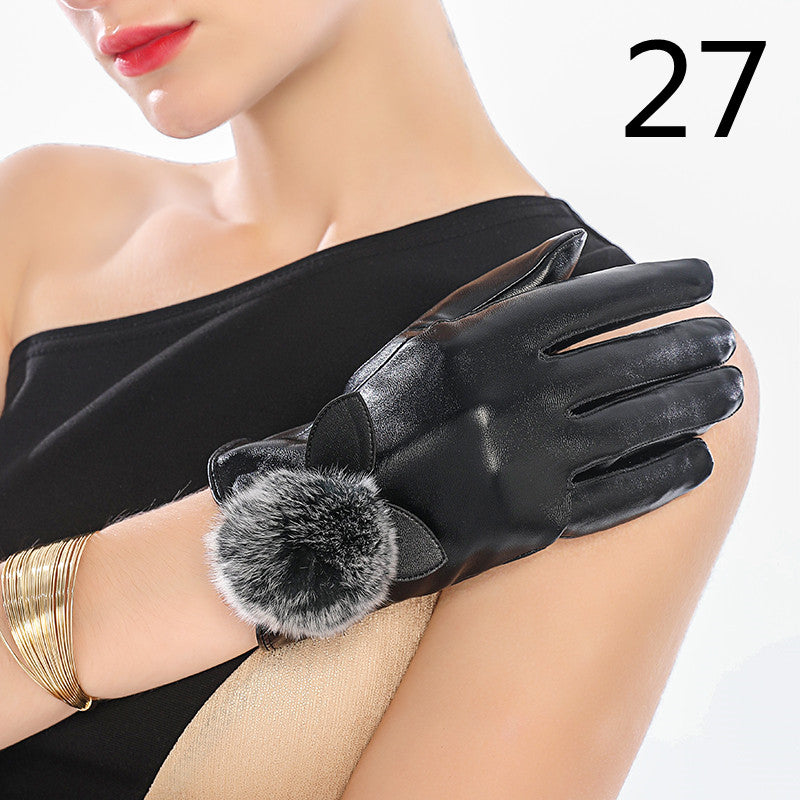 Men's Winter Riding Plus Velvet Thick Windproof Leather Gloves