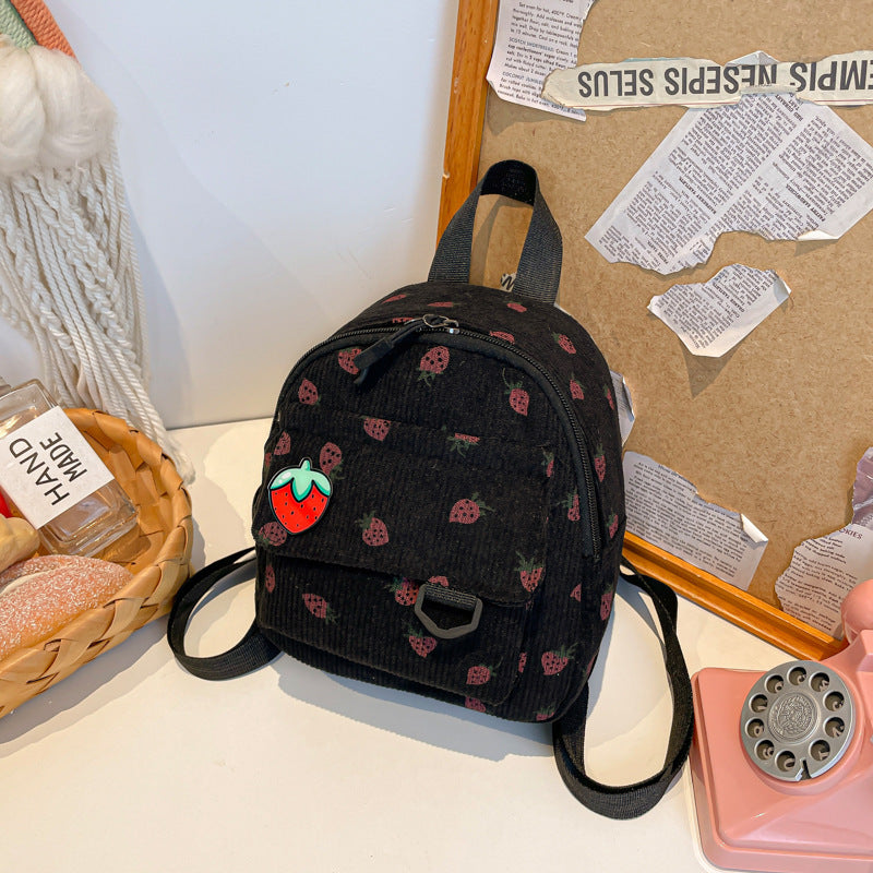Retro Corduroy Backpack Women's Cute Outing
