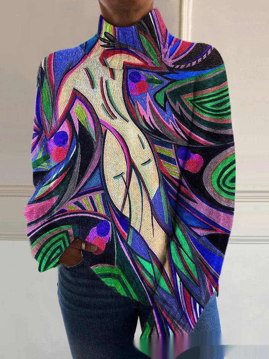 New High Neck Long Sleeve Sweaters Women's Clothing
