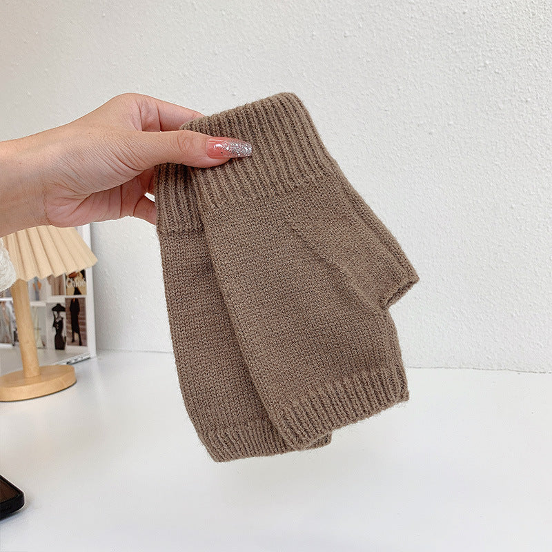 Women's Warm Knitting Wool Half Finger Gloves