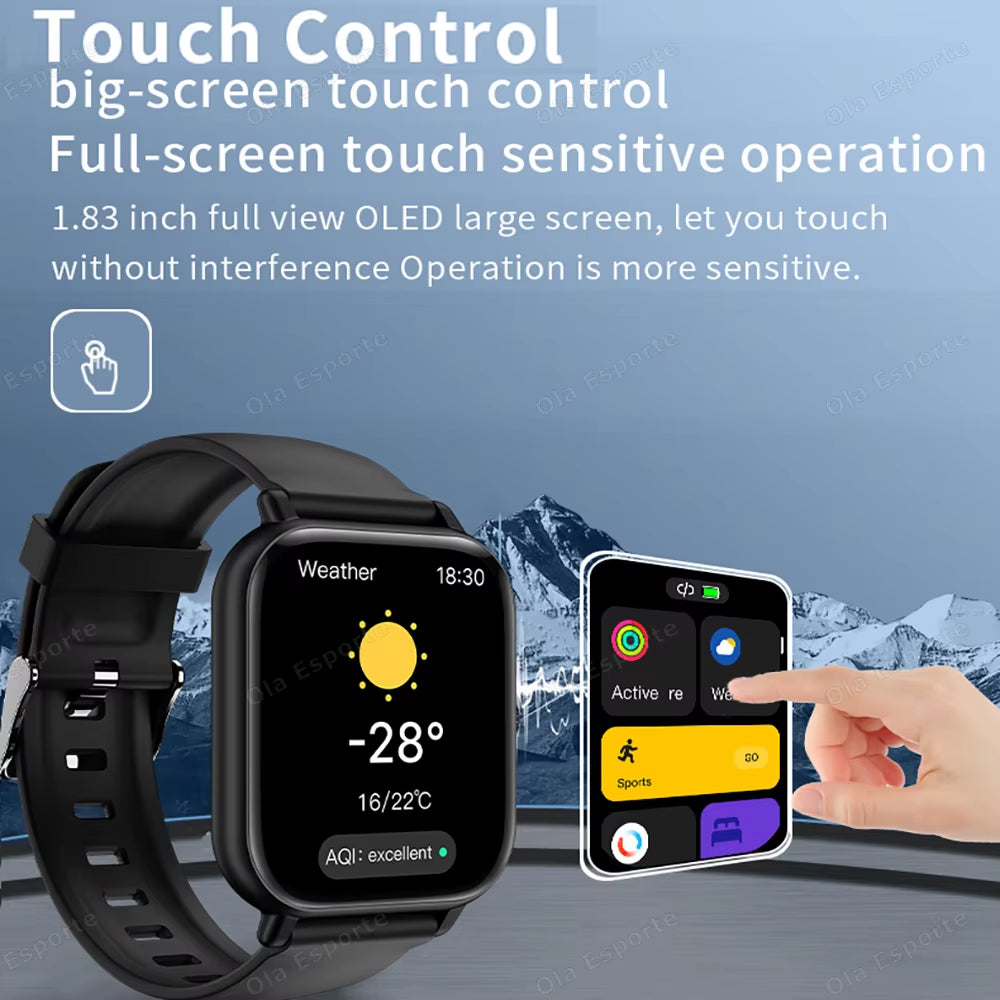 New Smart Watch Men Women Dynamic Island 1.83-Inch Full Touch Screen Health Monitoring Sports Tracker Bluetooth Calls Smartwatch