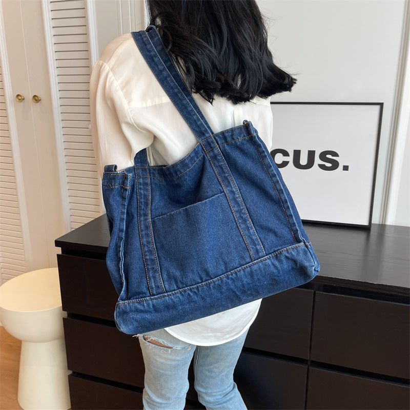 Women's Denim Fashion Large Capacity Shoulder Commuter Handbag