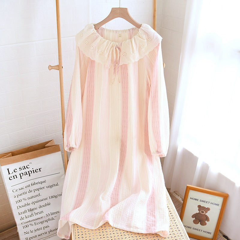 Contrast-color Doll Collar Long-sleeved Trousers Homewear Suit