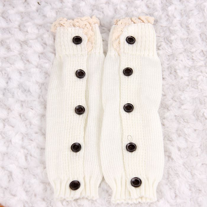 Children's Button Knitted Wool Pile Warm Foot Cover