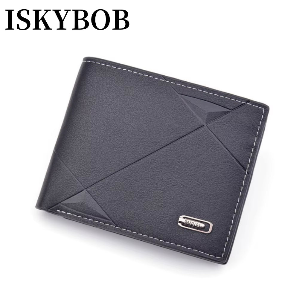Slim Minimalist Bifold Wallet Carbon Fiber RFID Blocking Men'S Coin Purses with ID Window Muti Card Slots Leather Card Holder
