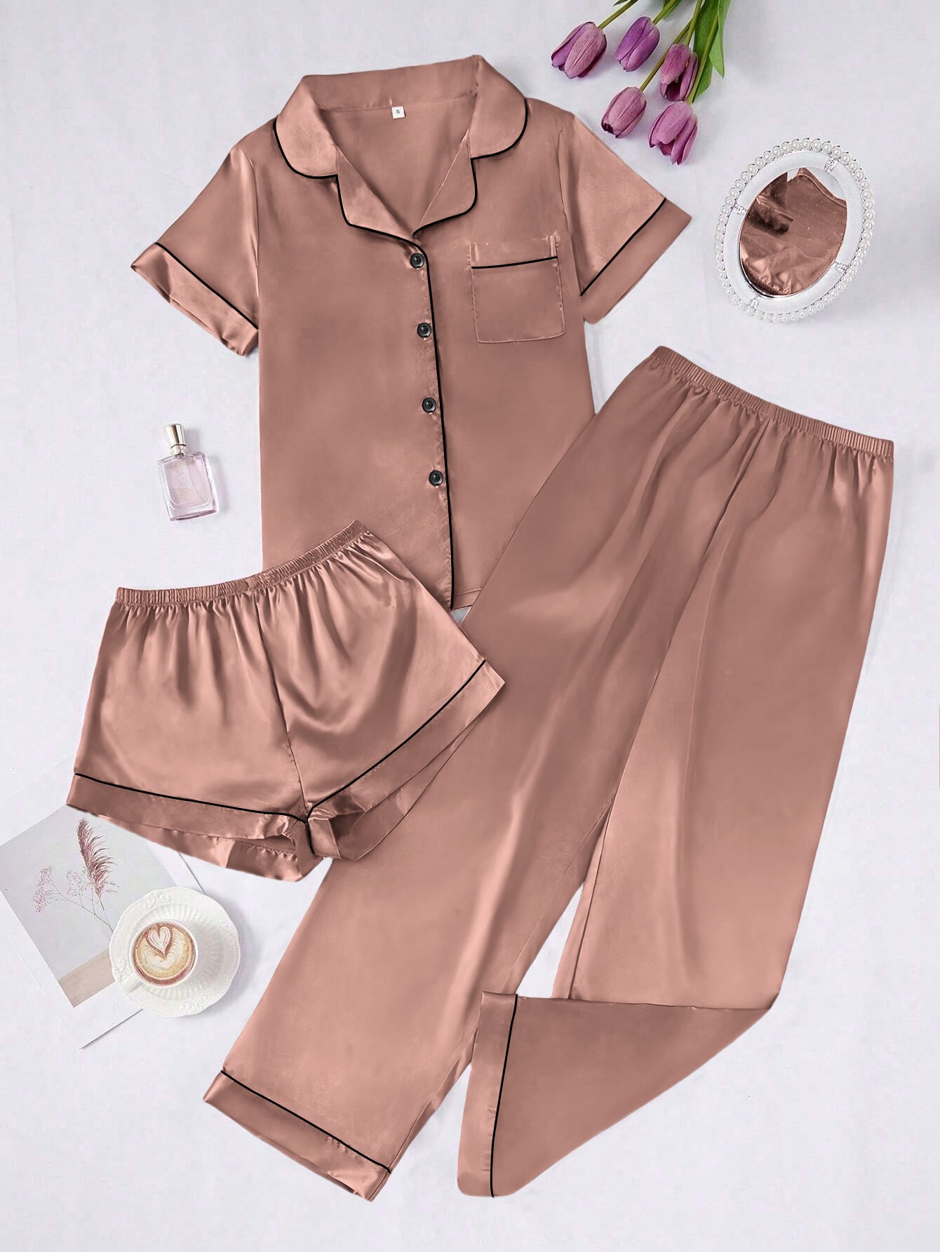 Long Pantssmooth-surface Womens Loungewear Set In French Style