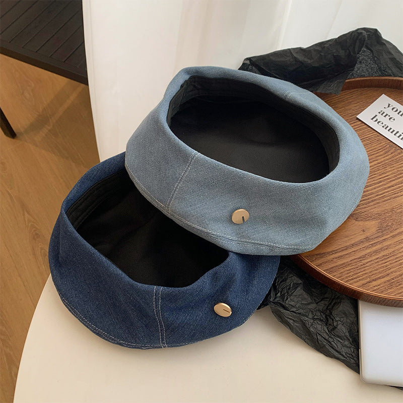 Denim Beret Women's Summer Korean Style All-match Small Face