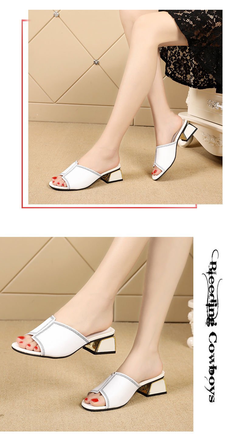 Two-layer Cowhide Sandals Women's Summer