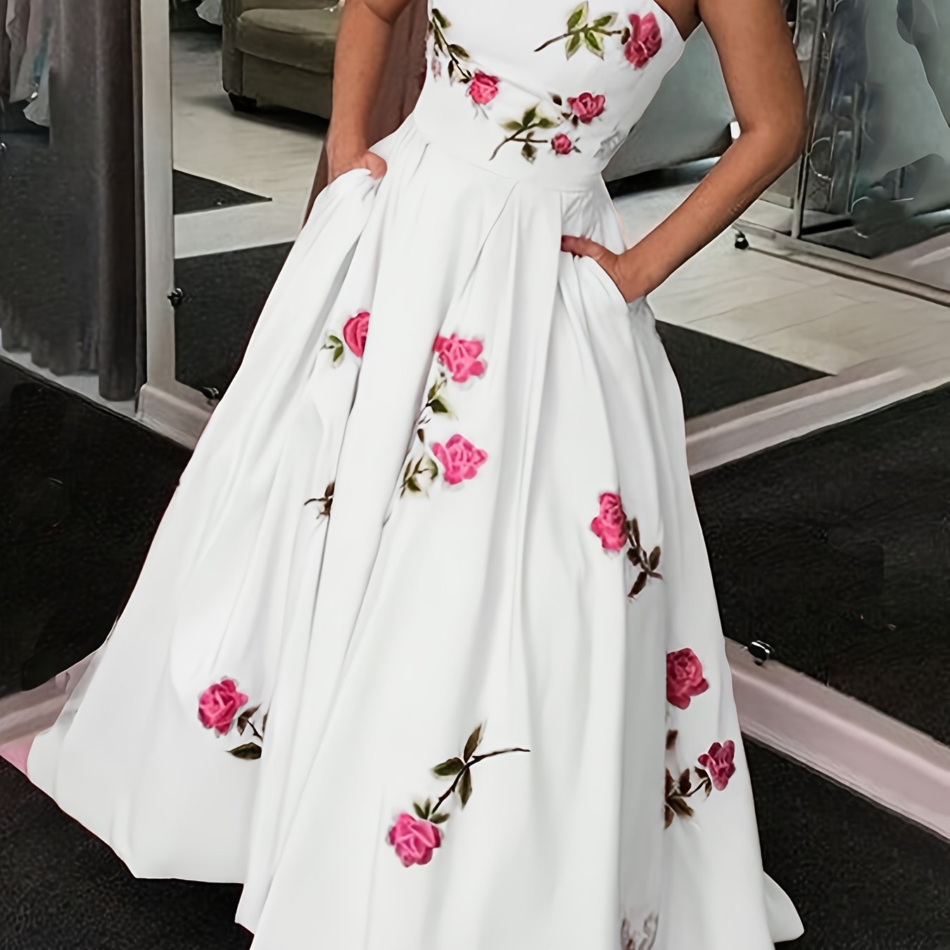 Elegant Line A-formet blomsterprint til kvinder