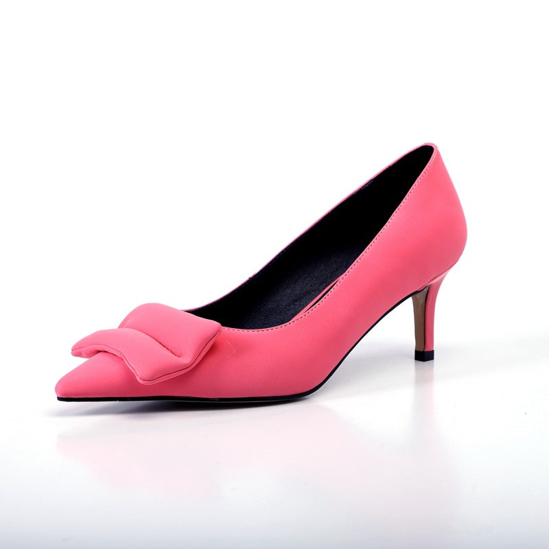 Spring New Cowhide Simple Fashion Single Shoes