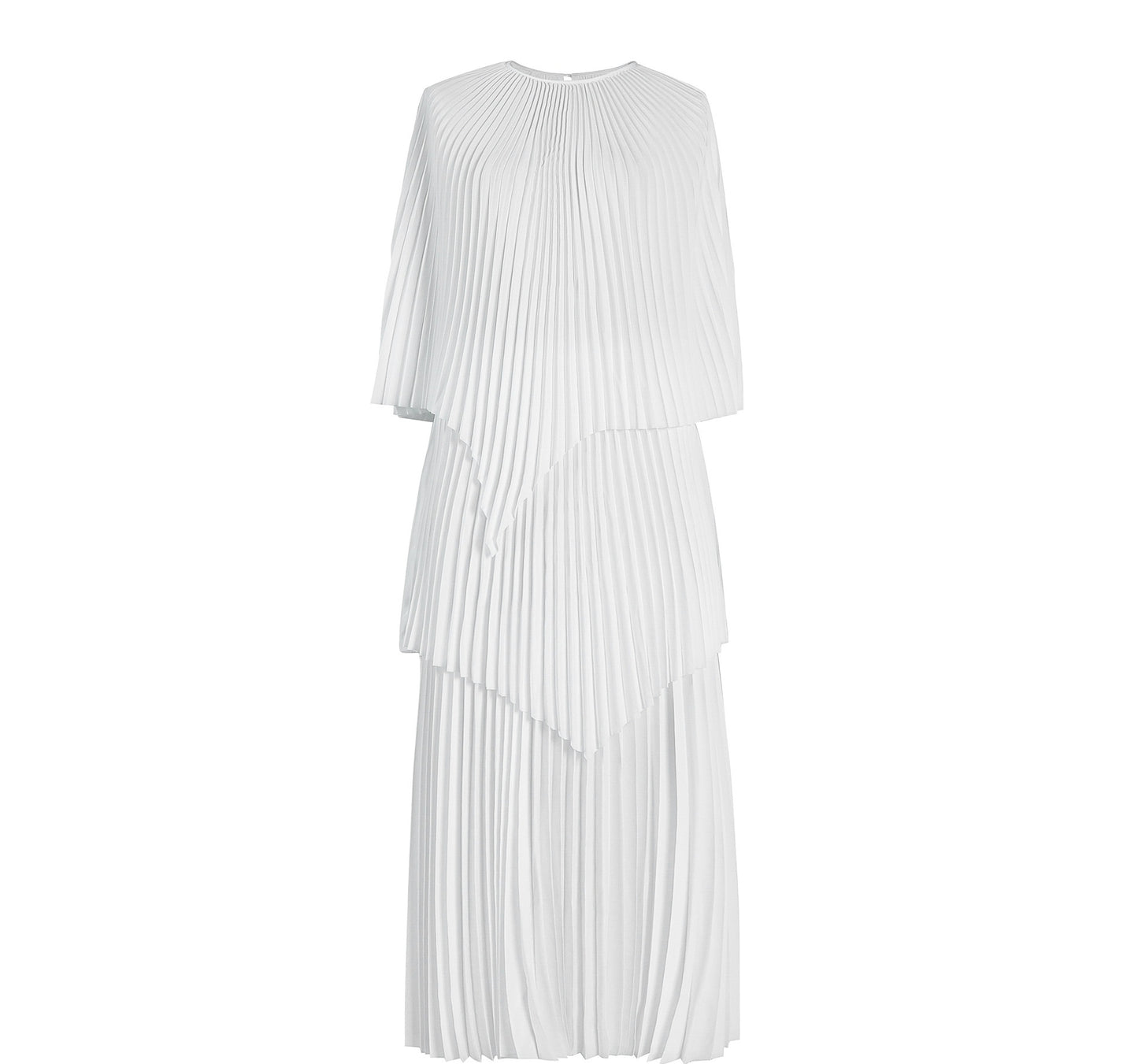 Gradient Color Temperament Printed Cape Top Pleated Loose