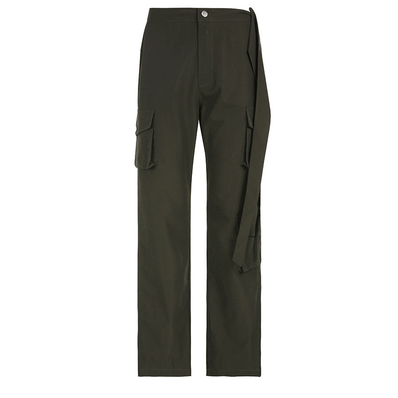 Women's Fashion Solid Color Straight Loose-fitting Casual Pants