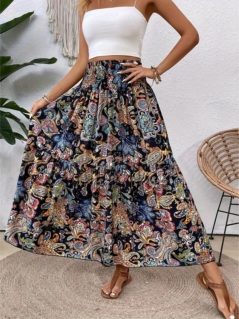 Summer Women's Comfort And Casual Beach Print Skirt