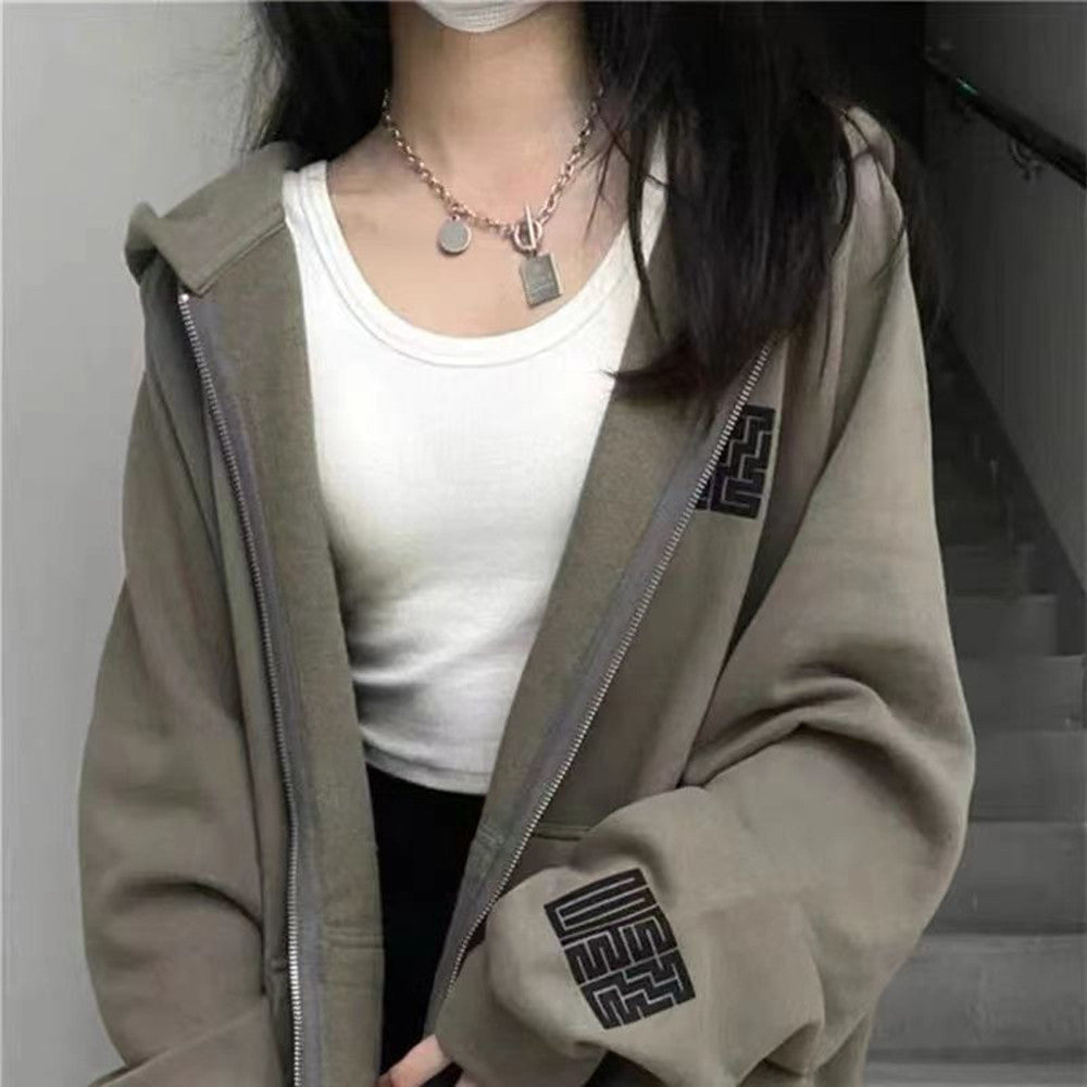 Retro High Street Hong Kong Style Lazy Plus Size Loose Coat