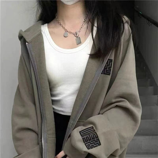 Retro High Street Hong Kong Style Lazy Plus Size Loose Coat
