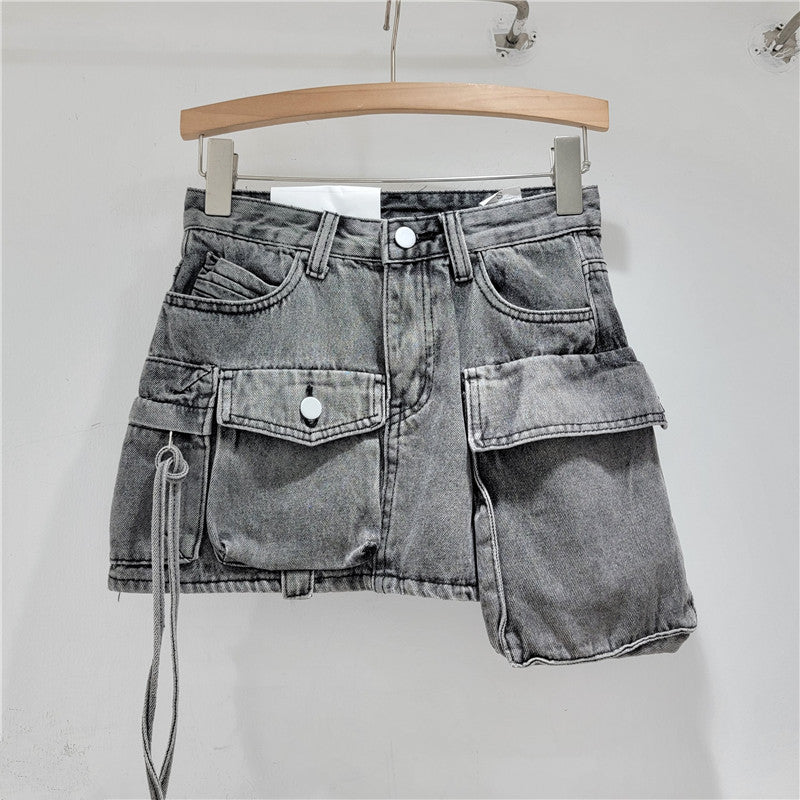 Uregelmæssig Workwear Denim Nederdel til Kvinder