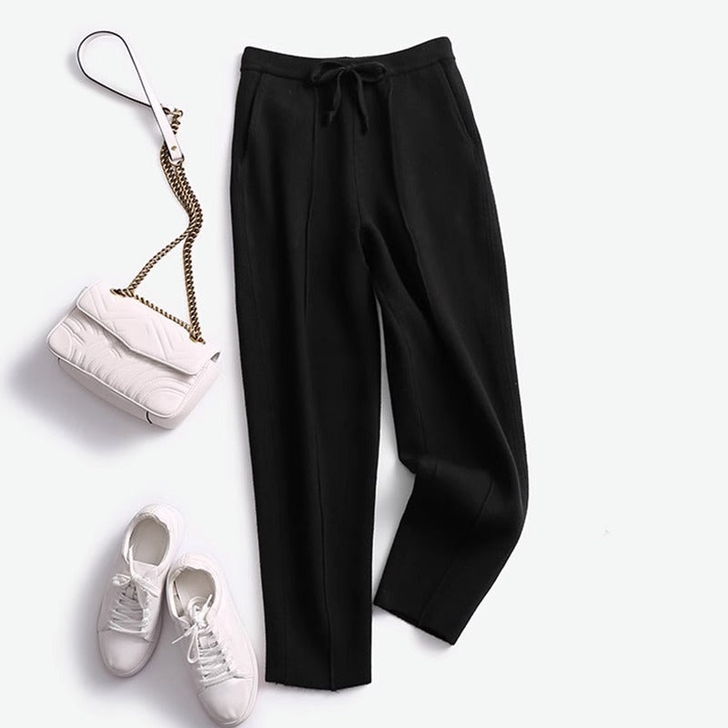 Fashion Personality Female Knit Cropped Pants