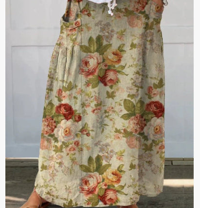 Independent Printed Skirt With Pockets