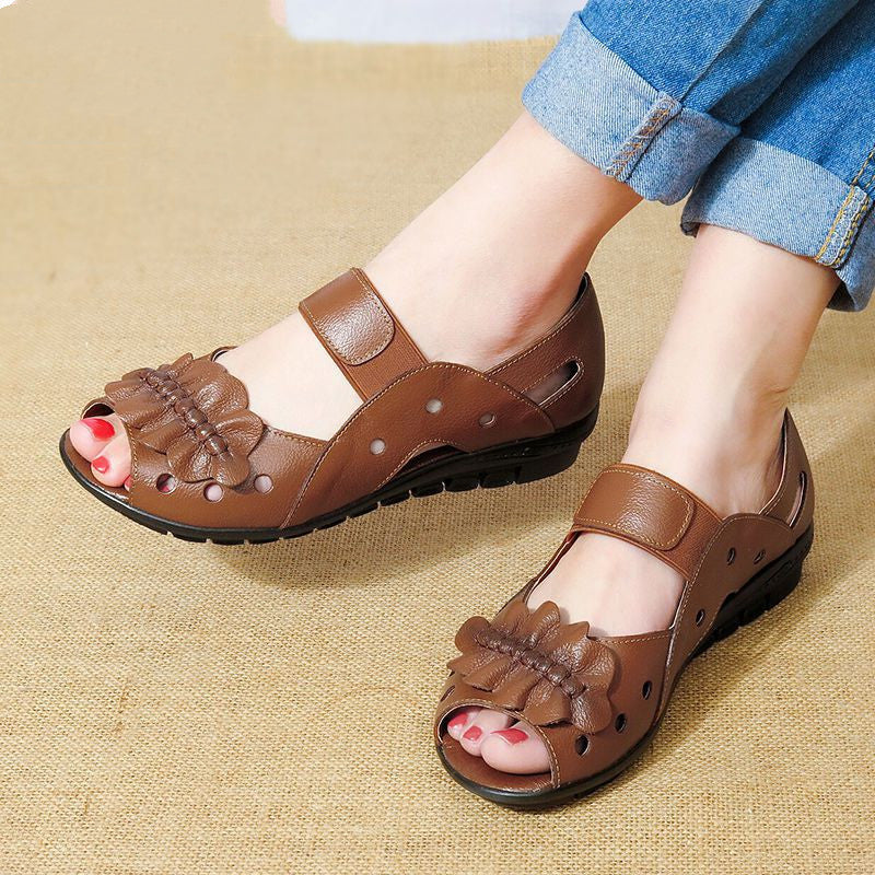 Middle-Aged And Elderly Flat Fish Mouth Shoes