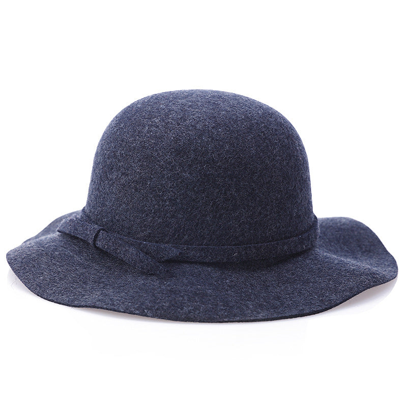 Women's Pure Wool Wave Basin Hat Woolen