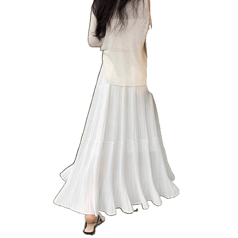 Elastic Waist Cross-body Slimming Dress Big Hem Umbrella Skirt