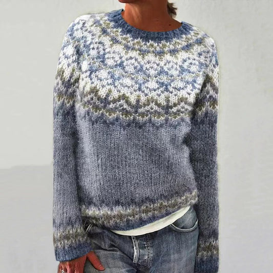 Round Neck Multicolor Loose Fashion Sweater Women