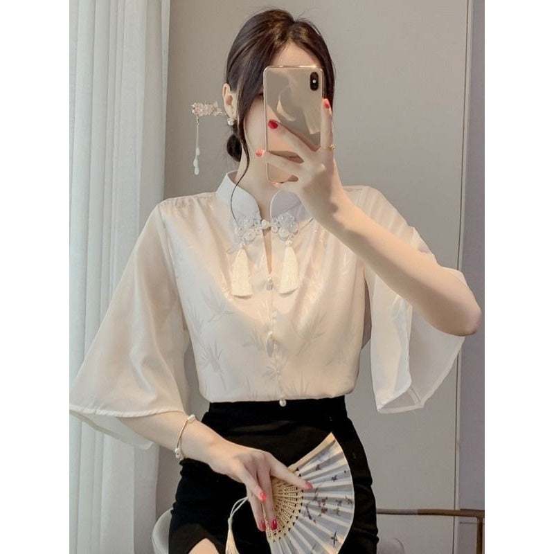 New Chinese Style Short Sleeve Shirt Women