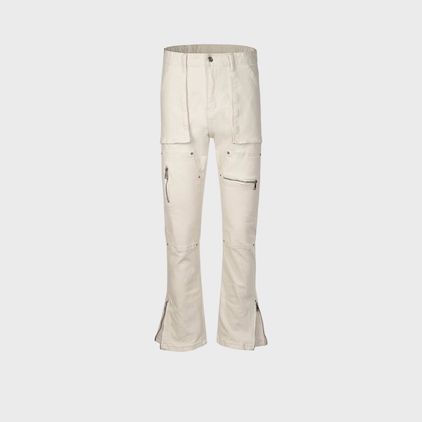 Mid-waist Slim Fit Trendy Men And Women Multi-zipper Jeans