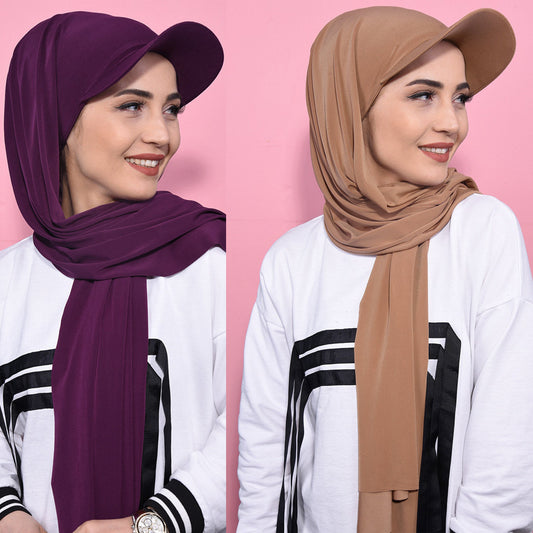 Solid Color Women's Scarf Hat Middle East All-matching Pullover Scarf Muslim Tam-o'-shanter