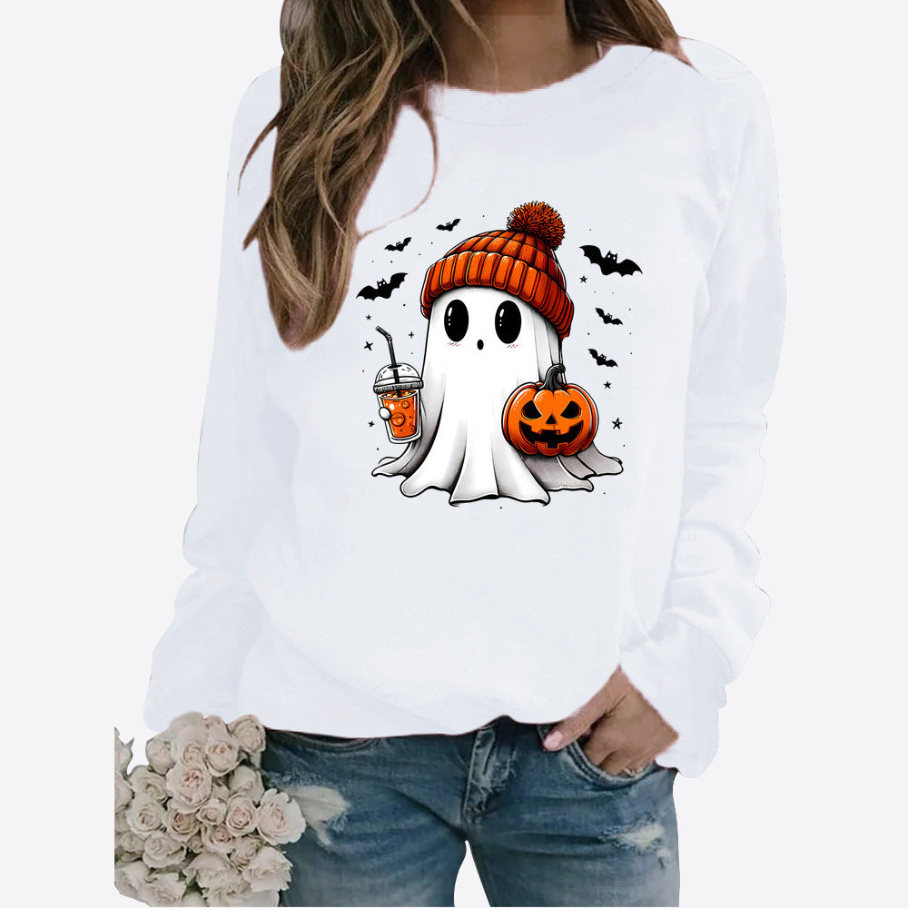 Halloween Rundhals Print Langærmet Sweater